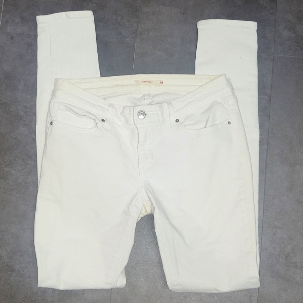 Levi's 711 White Skinny Jean Sz 8 / 28